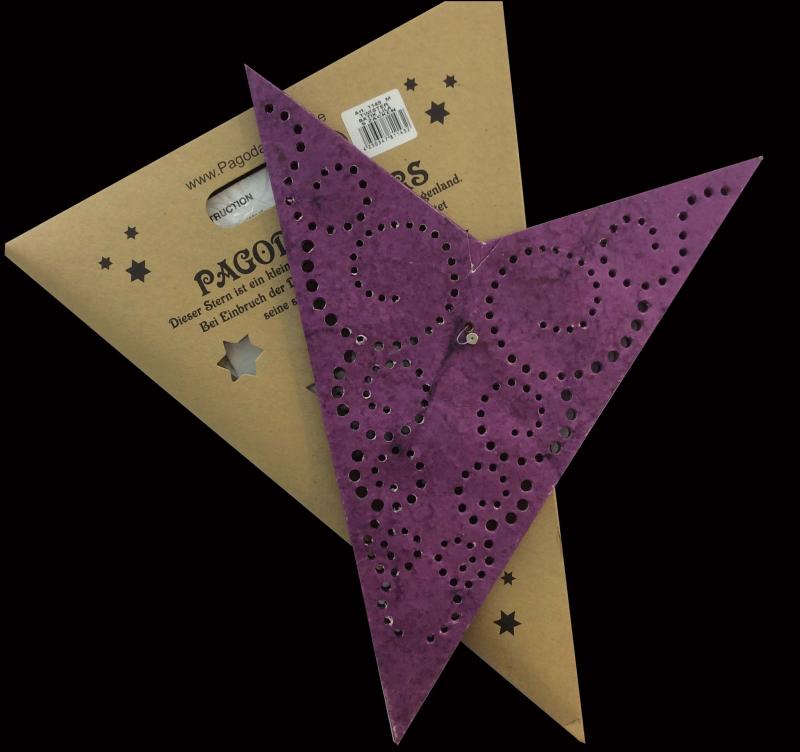 Twister Batik Lila  - Faltbarer Leuchtstern, Weihnachtsstern aus Papier mit 5 Zacken, 60 cm